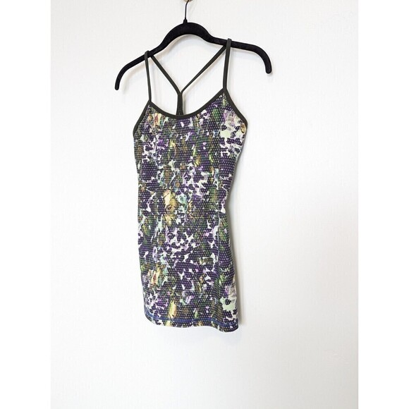 LULULEMON Amala Tank Top‎ Womens Size 6 Green Sleeveless Floral Racerback Shirt - Picture 4 of 8